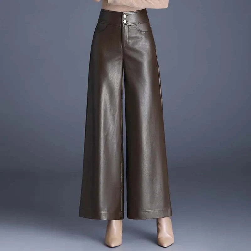 Pantalones anchos de cuero vegano