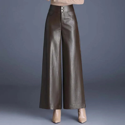 Pantalones anchos de cuero vegano