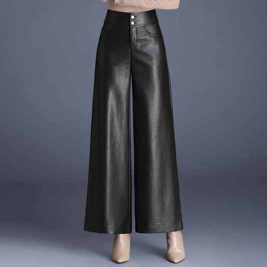 Pantalones anchos de cuero vegano